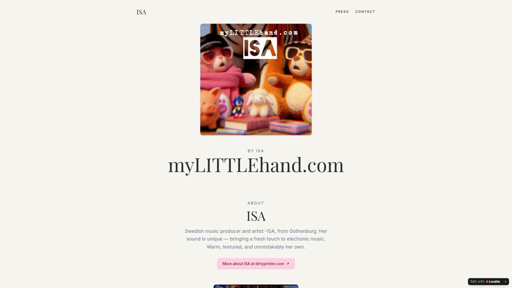 Preview of the MY LITTLE HAND website by ISA · preview-mylittlehand.com.jpg · isa_artist_isacouture_dirty_printer