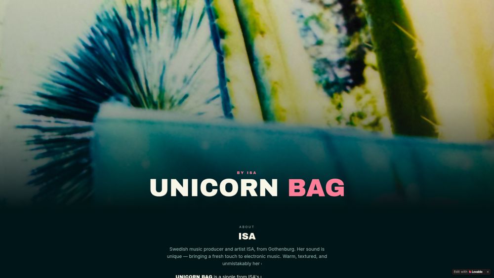Preview of the UNICORN BAG website by ISA · preview-unicornbagbag.com.jpg · isa_artist_isacouture_dirty_printer
